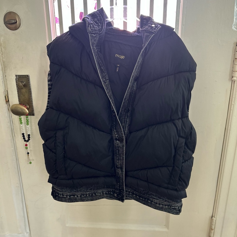 Maje Black Quilted Vest
